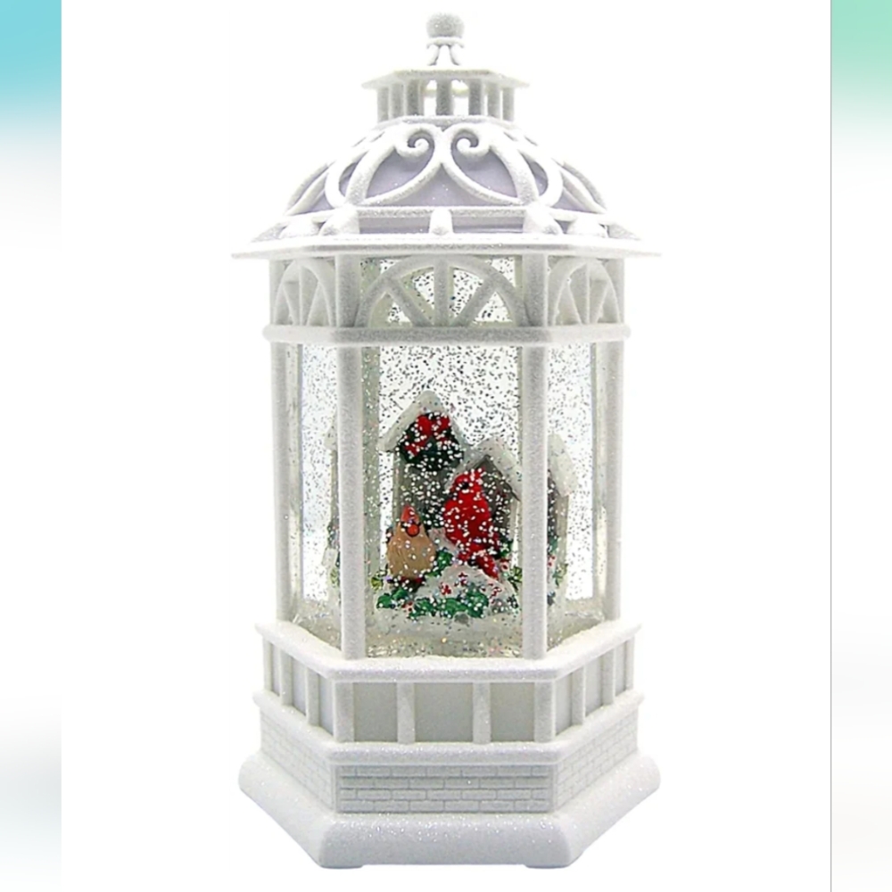 Lighted Lantern Cardinal Gazebo New in Box Snow Globe Magical Home Decor